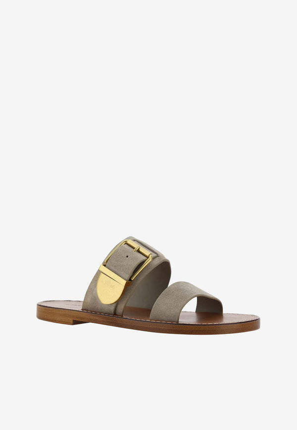 Chloé Rebecca Leather Slides CHC24U01RF621V Dark Greige