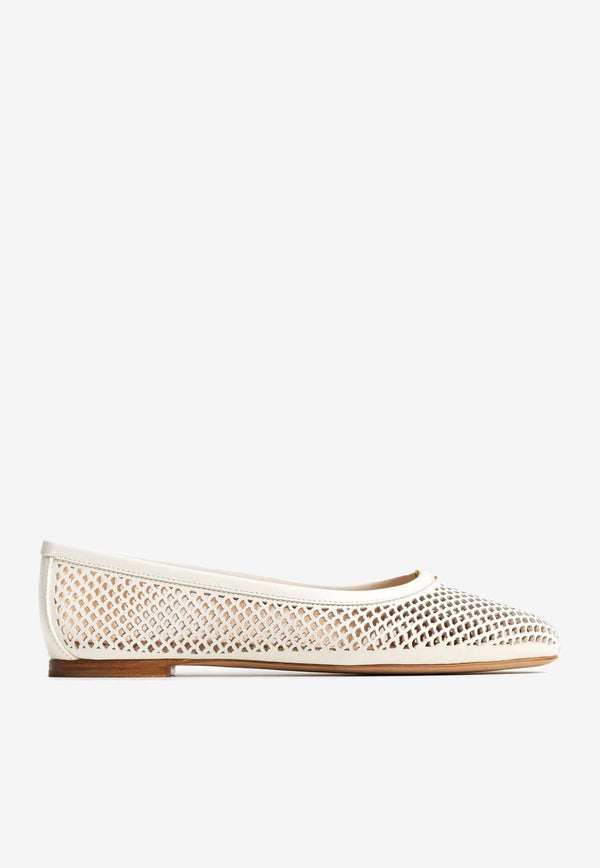 Chloé Marcie Ballerina Flats in Leather CHC24U973KM122 Eggshell