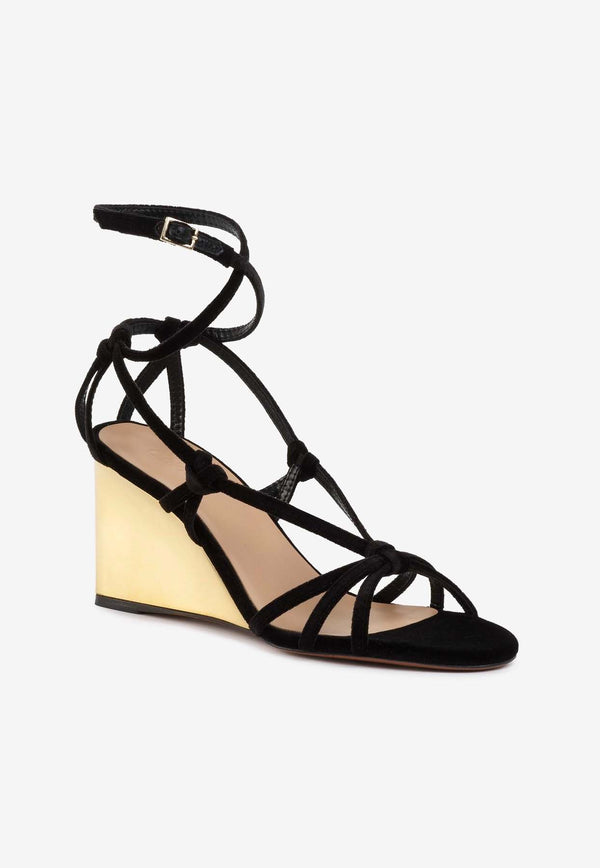 Chloé Rebecca 70 Wedge Sandals CHC24U989DQ001 Black