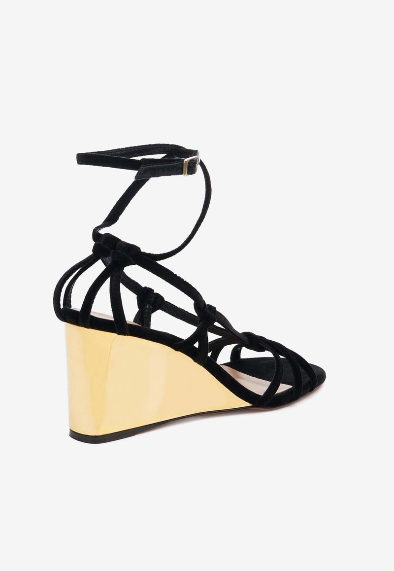 Chloé Rebecca 70 Wedge Sandals CHC24U989DQ001 Black