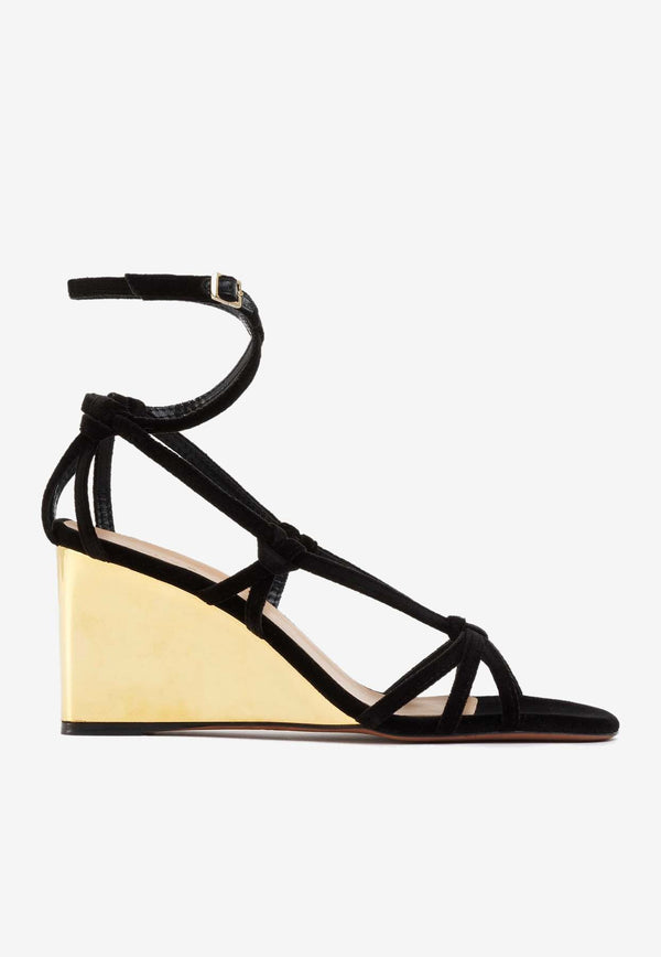 Chloé Rebecca 70 Wedge Sandals CHC24U989DQ001 Black