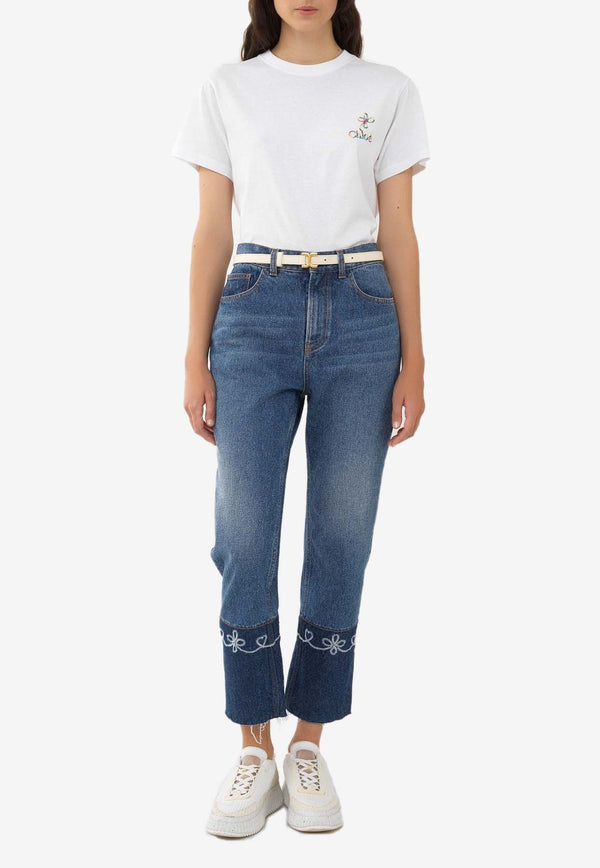 Chloé Masaya Cropped Straight-Leg Jeans CHC24UDP021544ZA Multicolor Blue 1