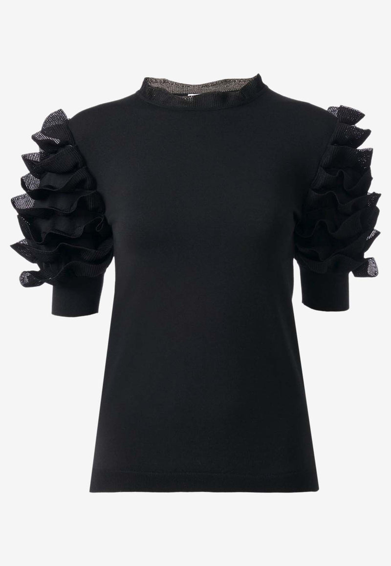 Chloé Ruffled-Sleeve Top CHC24UMP15510001 BLACK