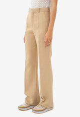 Chloé High-Waisted Linen Tailored Pants CHC24UPA12130278 PEARL BEIGE