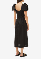 Chloé Bow-Straps Midi Dress CHC24URO23016001 BLACK