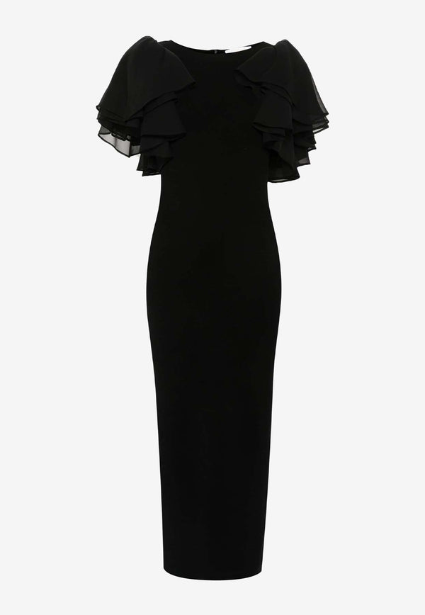 Chloé Ruffled-Sleeves Maxi Dress CHC24URO27012001 BLACK