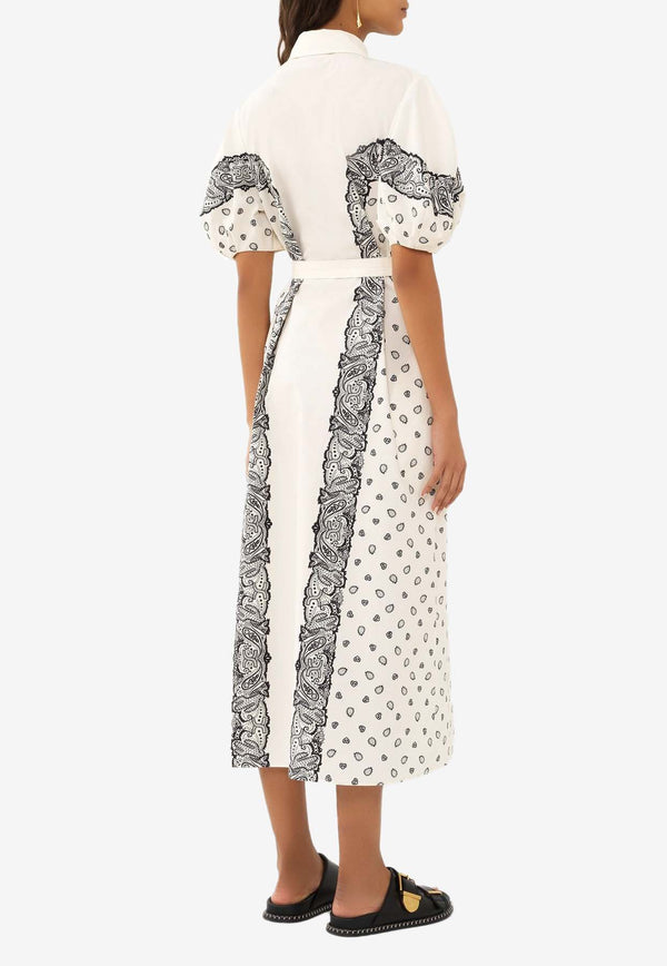 Chloé Bandana-Printed Midi Shirt Dress CHC24URO28300905 Black