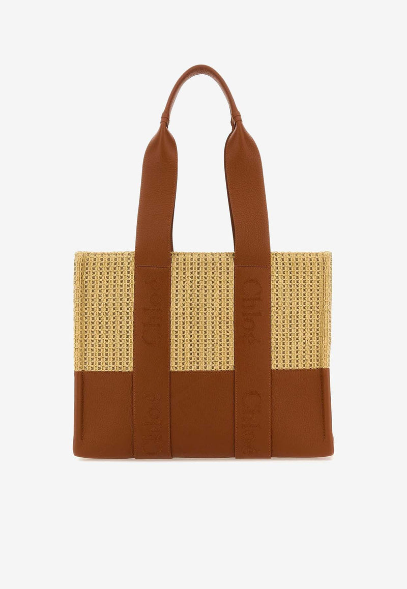 Chloé Paneled Woody Tote Bag CHC24US383N55247 Caramel