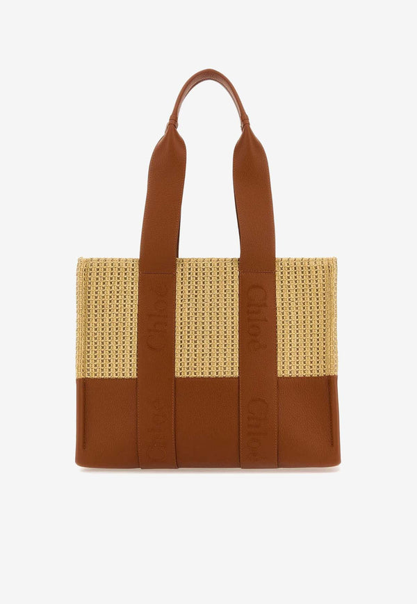 Chloé Paneled Woody Tote Bag CHC24US383N55247 Caramel