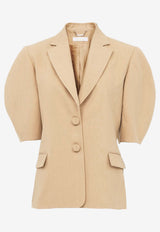 Chloé Puff-Sleeved Blazer in Linen CHC24UVE21130278 PEARL BEIGE