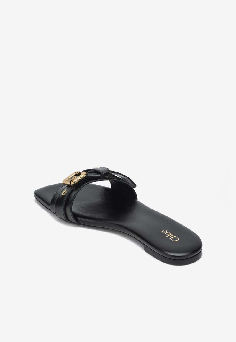 Chloé Buckled Leather Slides CHC25S08NQJ/Q_CHLOE-001