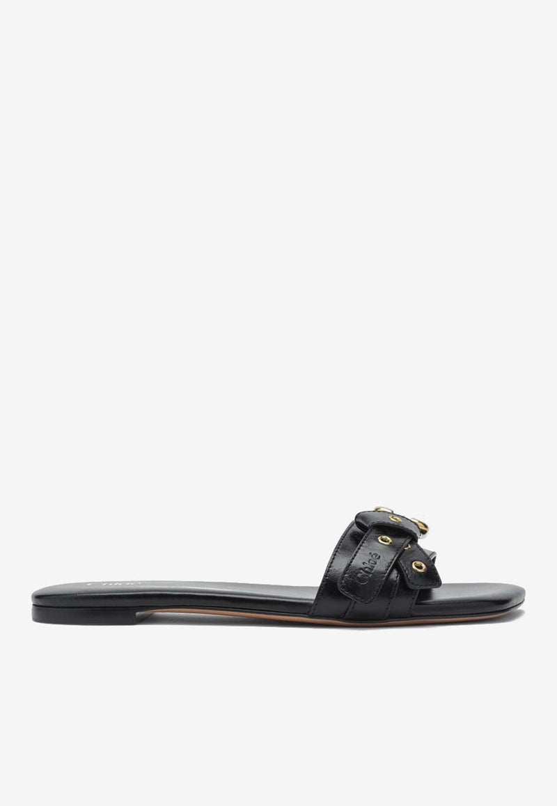 Chloé Buckled Leather Slides CHC25S08NQJ/Q_CHLOE-001