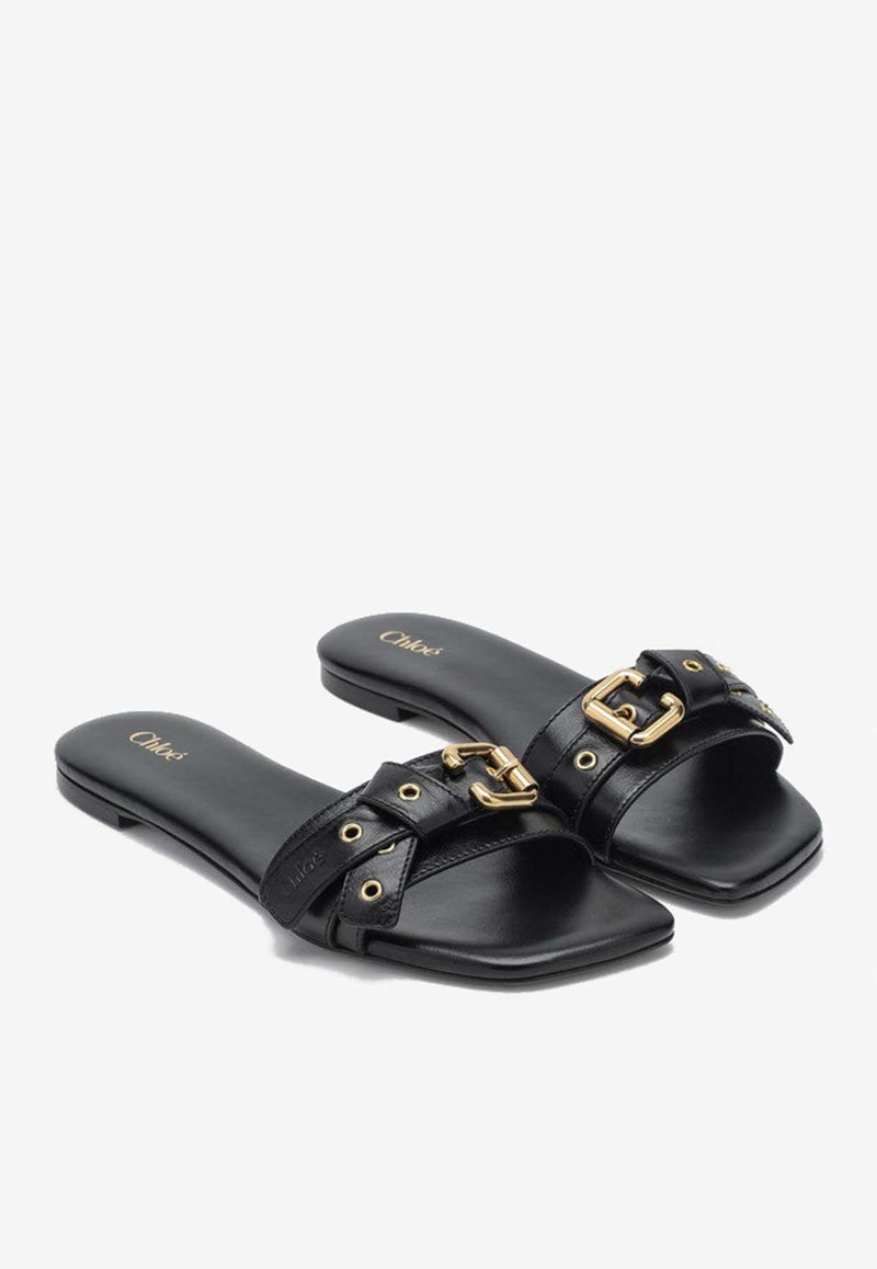 Chloé Buckled Leather Slides CHC25S08NQJ/Q_CHLOE-001