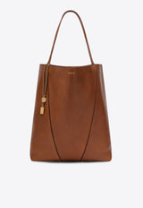 Chloé Large Spin Tote Bag in Grained Leather Brown CHC25SS810N84/Q_CHLOE-26M