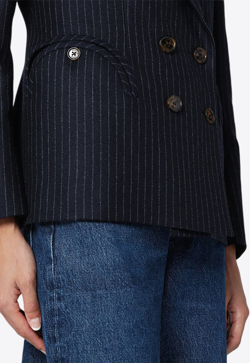 Blazé Milano Charmer Wool and Cashmere Pinstripe Blazer Navy CHD03LDM/P_BLAZE-0001