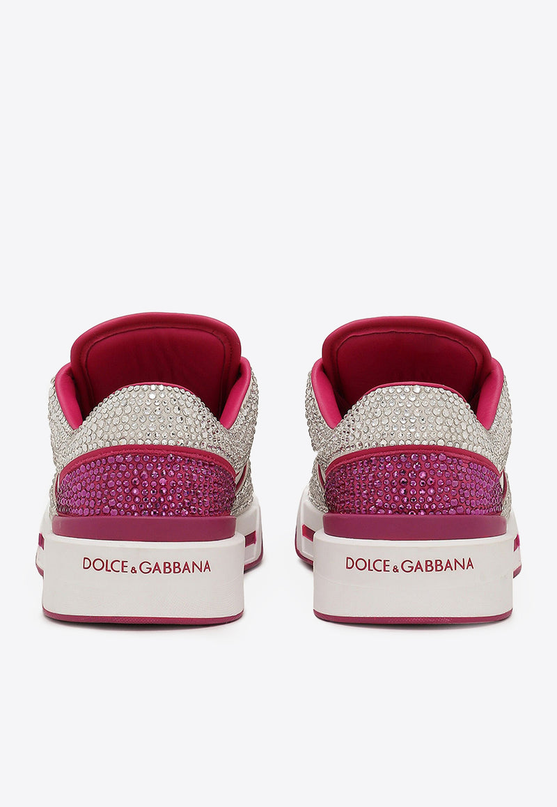 Dolce 
Gabbana New Roma Embellished Low-Top Sneakers Fuchsia CK2036 AM803 8K084