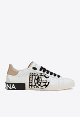 Dolce 
Gabbana Portofino Low-Top Sneakers with Embellished DG Logo White CK2203 AO902 89662