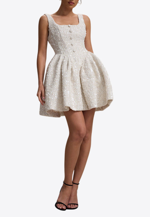 Club L London Sugar Plum Sequined Boucle Mini Dress CL134885028CREAM