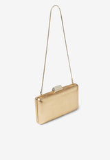 Jimmy Choo Small Clemmie Clutch in Metallic Nappa Leather CLEMMIE MNA GOLD