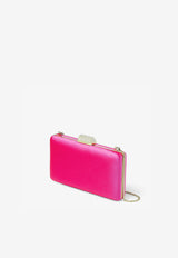 Jimmy Choo Small Clemmie Clutch in Satin CLEMMIE SAT FUCHSIA