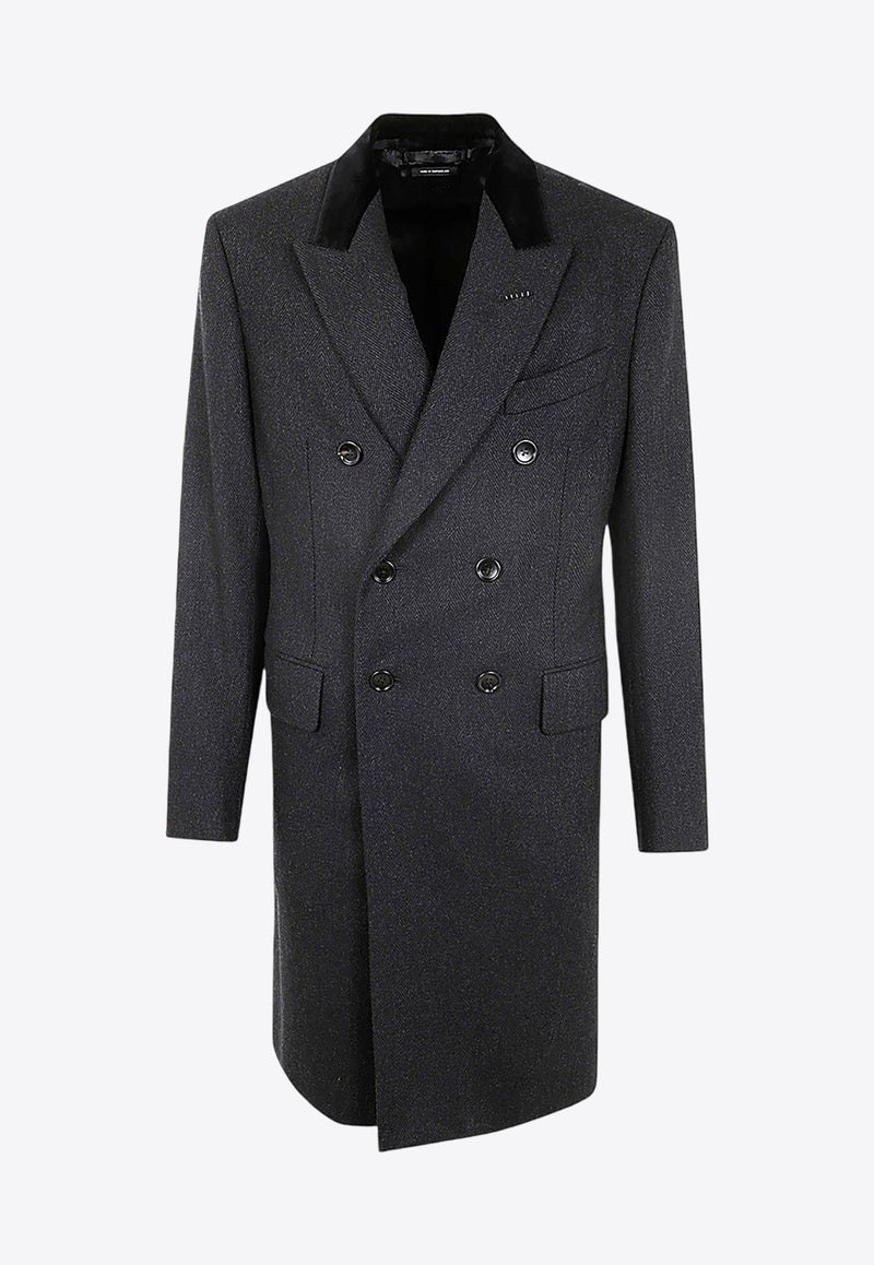 Tom Ford Double-Breasted Long Coat CLUPV1-WHP15 IG690 Gray