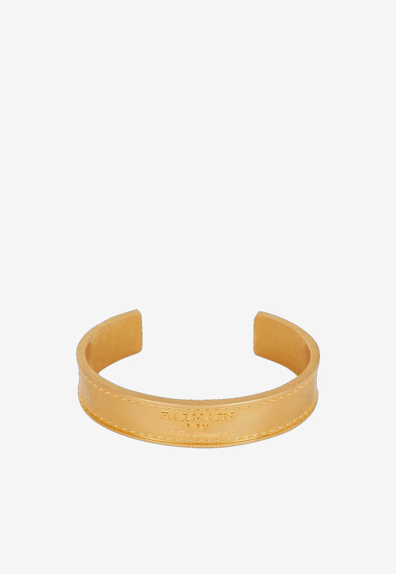 Balmain Logo Engraved Tubular Bracelet Gold CN1XH289MLTNGOLD