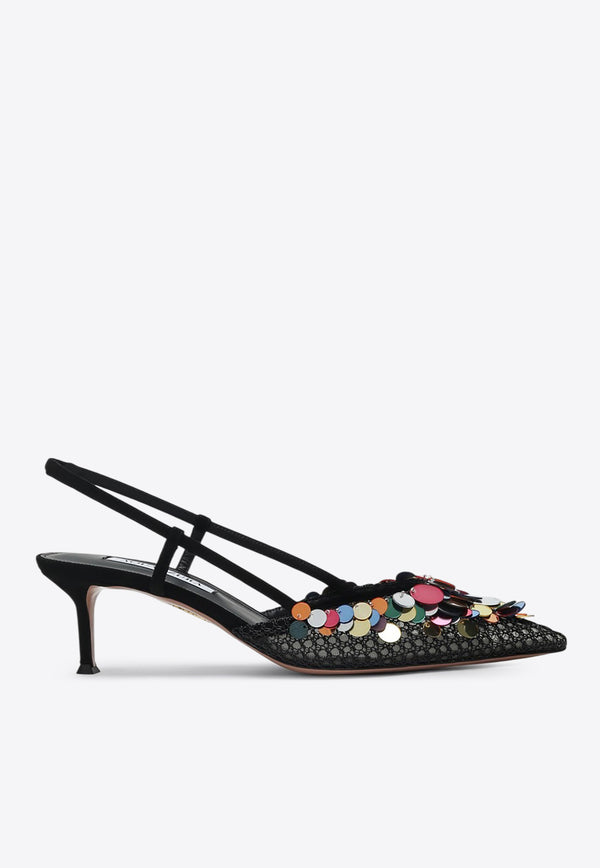 Aquazzura Can Can 50 Embellished Slingback Pumps Black CNNMIDP0SMW/Q_AQUA-000