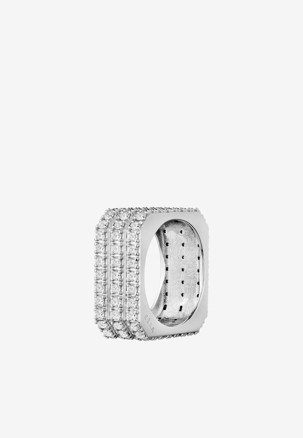 EÉRA Candy Triple Ring in 18-karat White Gold with Diamonds Silver CNRIFP02U1