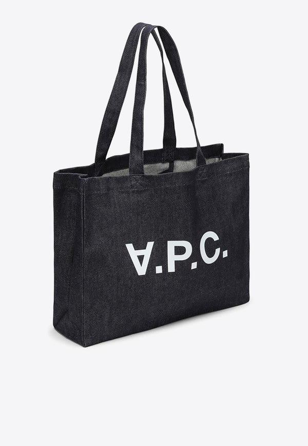 A.P.C. Daniela Logo Print Denim Tote Bag Blue COCSX-M61446-CO/O_APC-IAI