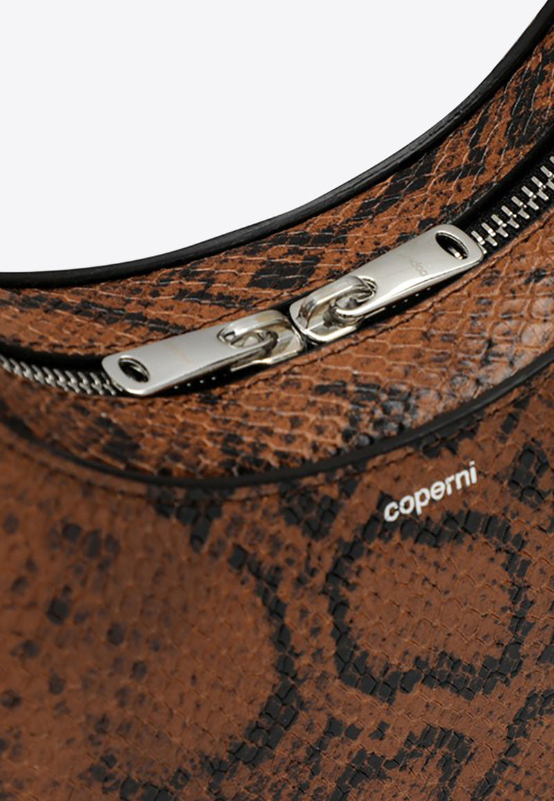 Coperni Mini Swipe Snake Print Leather Hobo Bag Brown COPBA01F6003LE/P_COPE-BRW