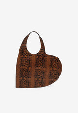 Coperni Heart Tote Bag in Snake Print Leather Brown COPBA14F6003LE/P_COPE-BRW