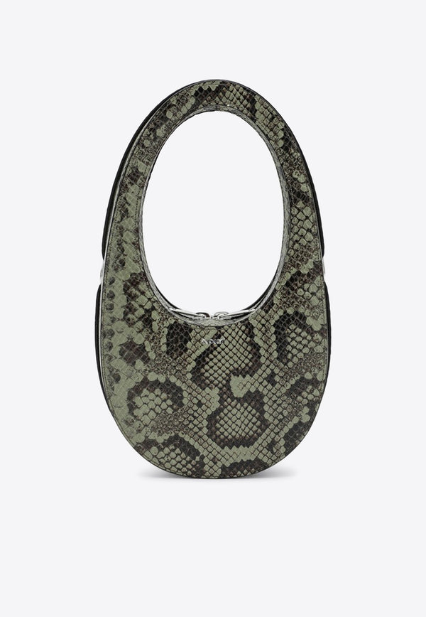 Coperni Small Swipe Snake Print Leather Hobo Bag Green COPBA38BISF6019LE/P_COPE-GRN