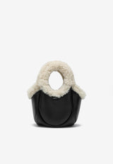 Coperni Mini Swipe Shearling-Trimmed Top Handle Bag Black COPBA69840SLE/P_COPE-BLKWHT