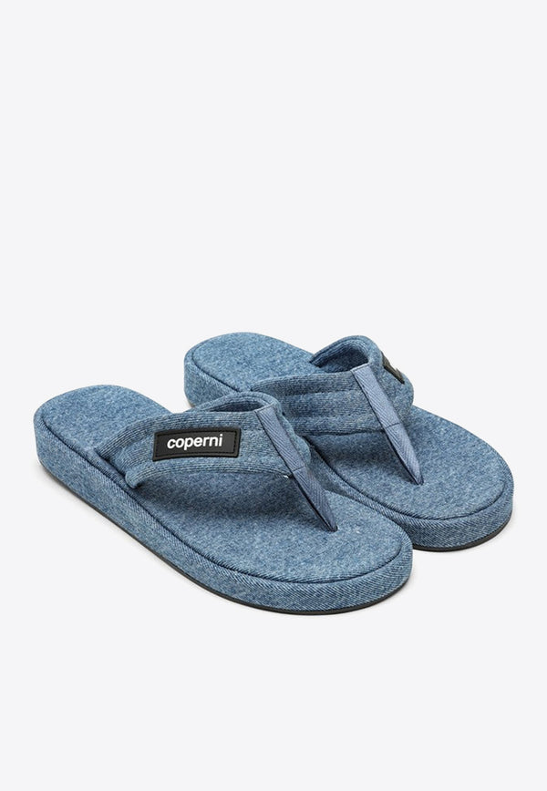 Coperni Logo Patch Denim Flip-Flops Denim COPSH37202DE/O_COPE-WASBLU