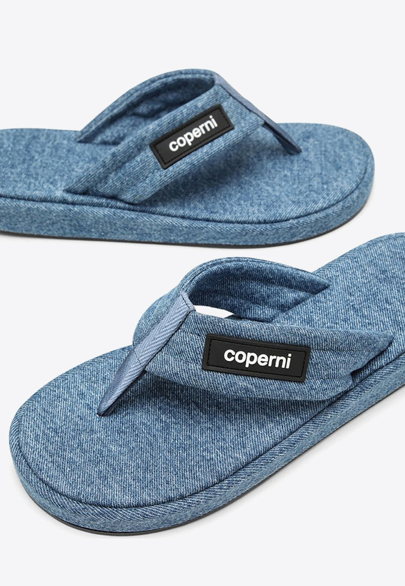 Coperni Logo Patch Denim Flip-Flops Denim COPSH37202DE/O_COPE-WASBLU