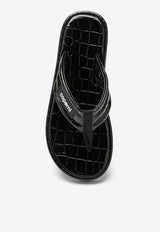 Coperni Logo Patch Croc-Embossed Leather Flip-Flops Black COPSH37838LE/O_COPE-BLACK