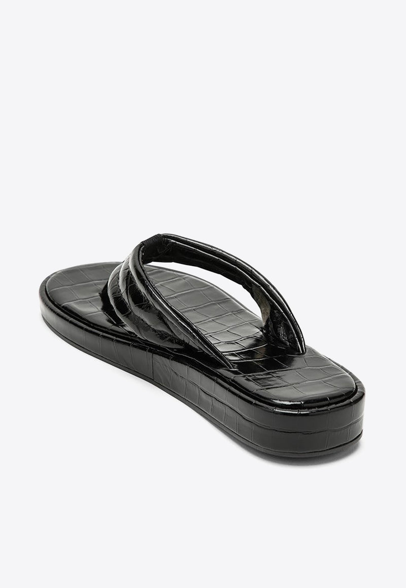 Coperni Logo Patch Croc-Embossed Leather Flip-Flops Black COPSH37838LE/O_COPE-BLACK