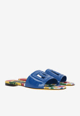 Dolce 
Gabbana DG Logo Flat Sandals in Calf Leather Multicolor CQ0436 AN853 80661