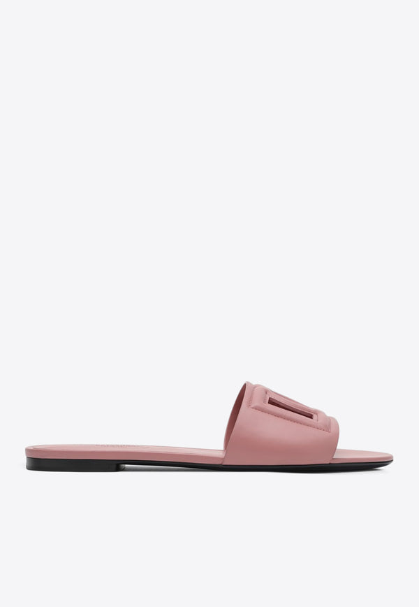 Dolce 
Gabbana Bianca DG Logo Calfskin Sliders Pink CQ0436AY329/Q_DOLCE-80405