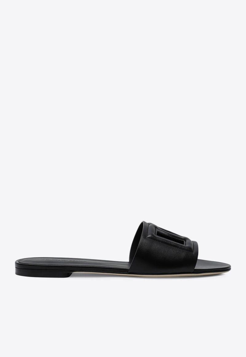 Dolce 
Gabbana DG Logo Leather Slippers Black CQ0436AY329/Q_DOLCE-80999