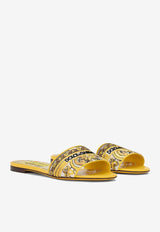 Dolce 
Gabbana Bianca Majolica Embroidery Slides CQ0571 AV804 8Q728 Yellow