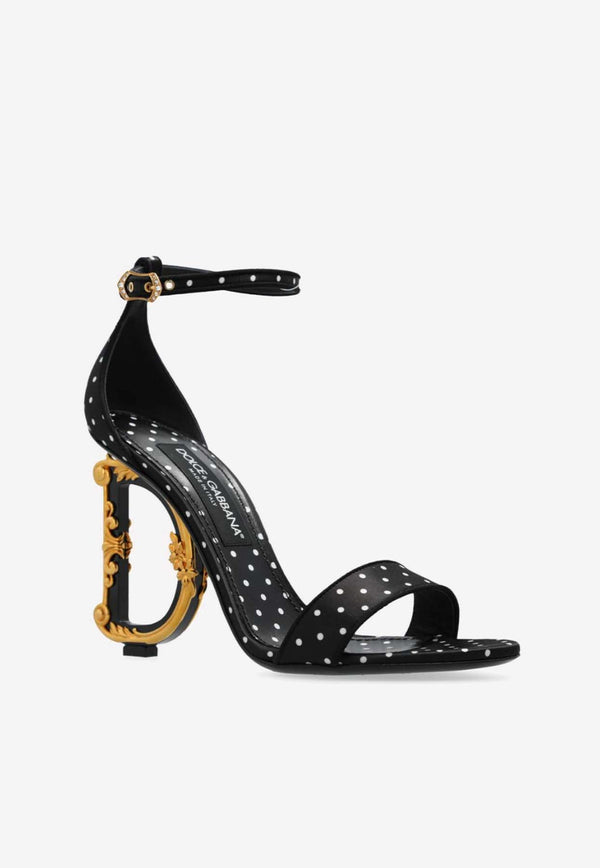 Dolce 
Gabbana Keira 105 Polka Dot Print DG Baroque Sandals CR0739 AW139 HN56W Black