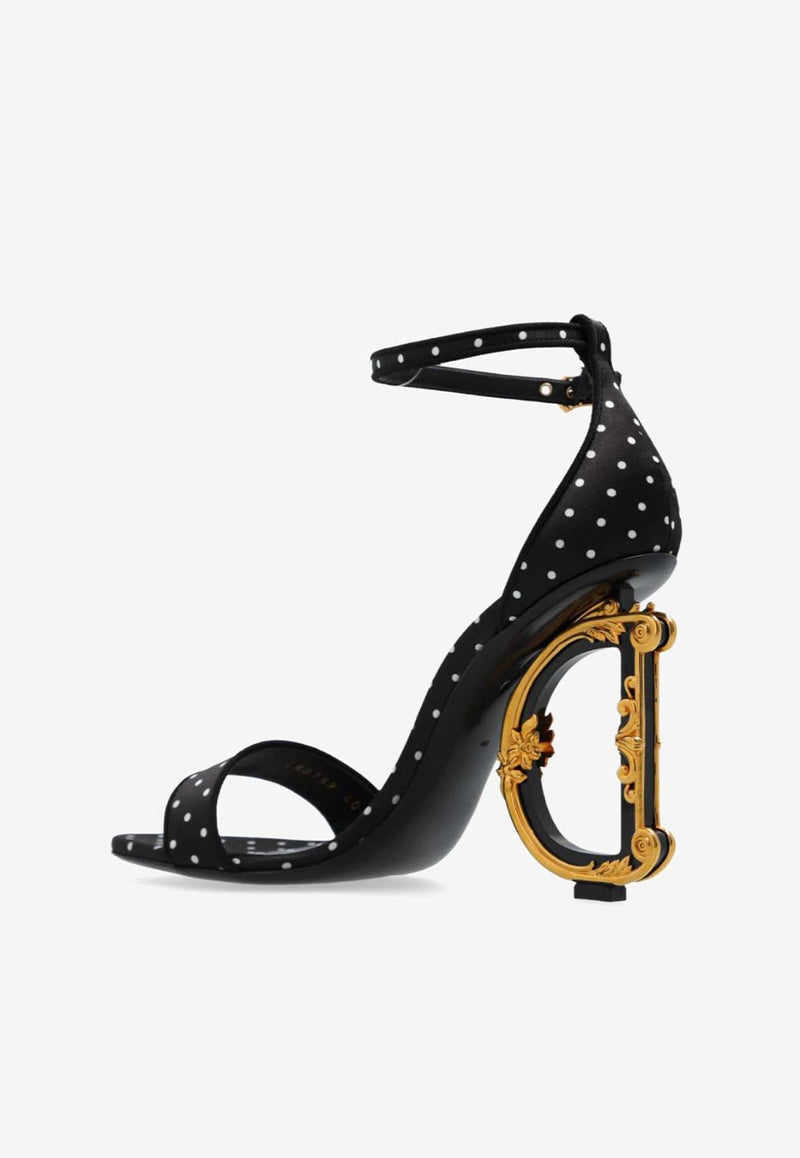 Dolce 
Gabbana Keira 105 Polka Dot Print DG Baroque Sandals CR0739 AW139 HN56W Black