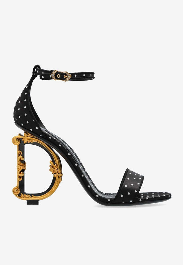 Dolce 
Gabbana Keira 105 Polka Dot Print DG Baroque Sandals CR0739 AW139 HN56W Black