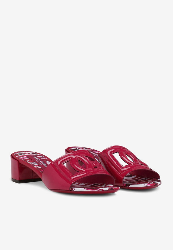 Dolce 
Gabbana Bianca 45 Patent Leather DG Mules Fuchsia CR1139 AN853 8I484