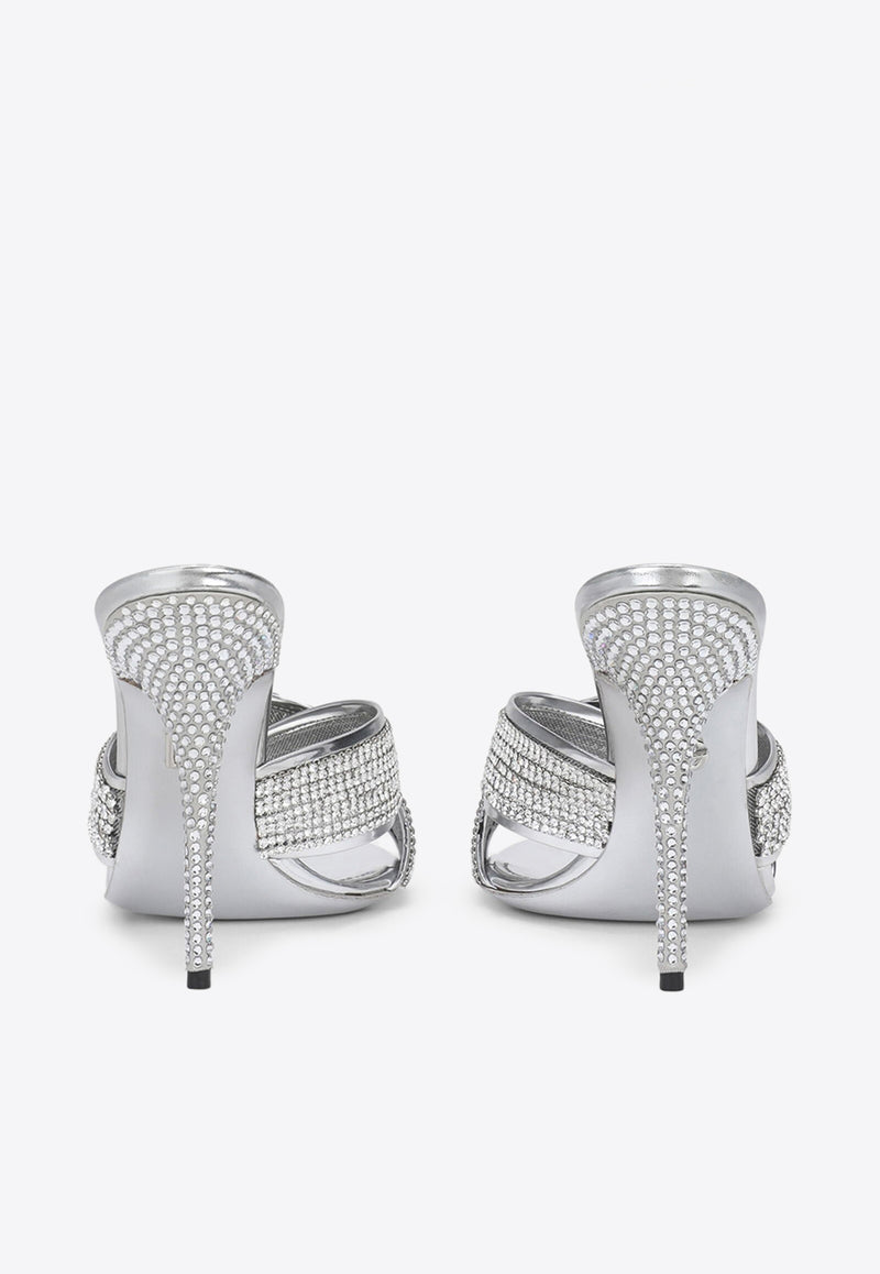 Dolce 
Gabbana Keira 85 Crystal Mesh Mules Silver CR1225 AY021 8B672