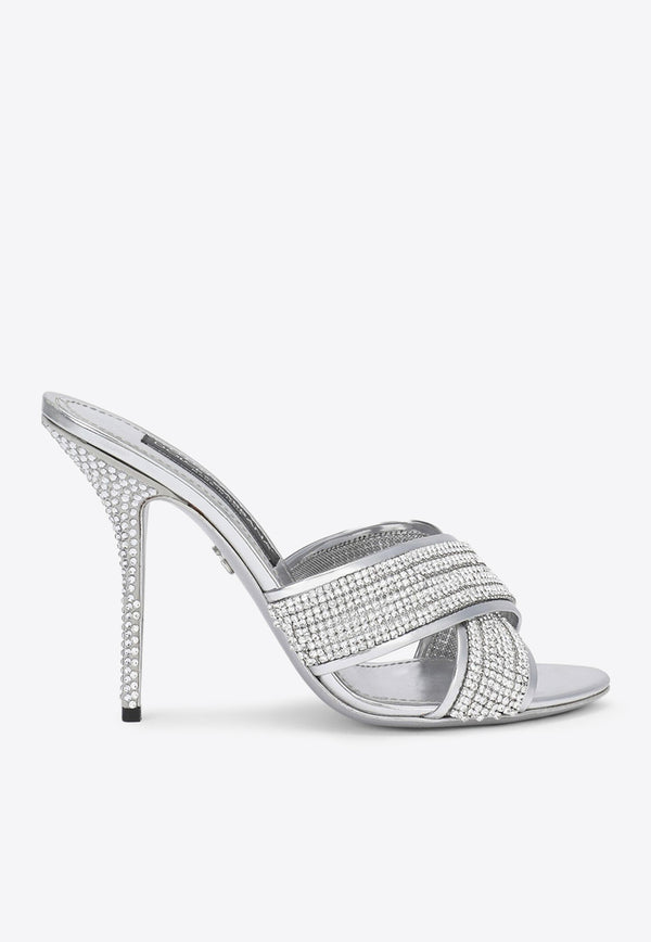 Dolce 
Gabbana Keira 85 Crystal Mesh Mules Silver CR1225 AY021 8B672