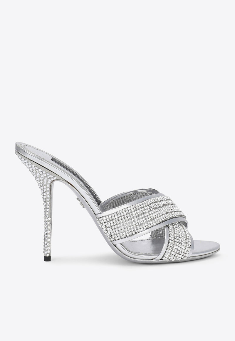 Dolce 
Gabbana Keira 85 Crystal Mesh Mules Silver CR1225 AY021 8B672