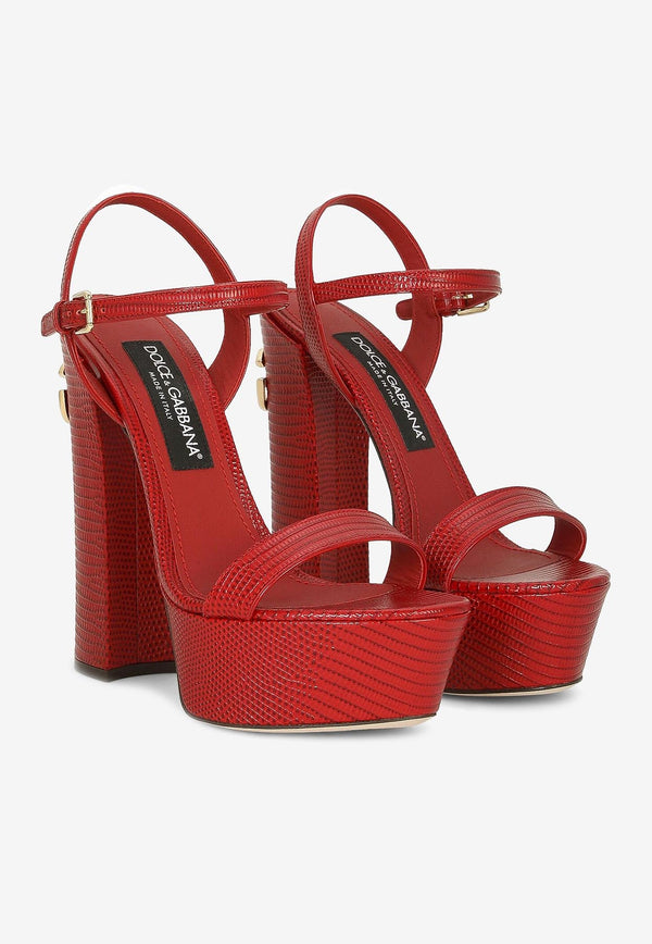 Dolce 
Gabbana Keira 105 Platform Sandals in Iguana Print Leather Red CR1340 AS818 8S297