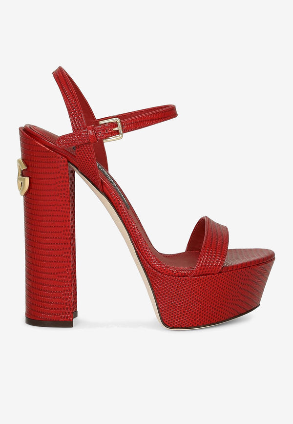 Dolce 
Gabbana Keira 105 Platform Sandals in Iguana Print Leather Red CR1340 AS818 8S297